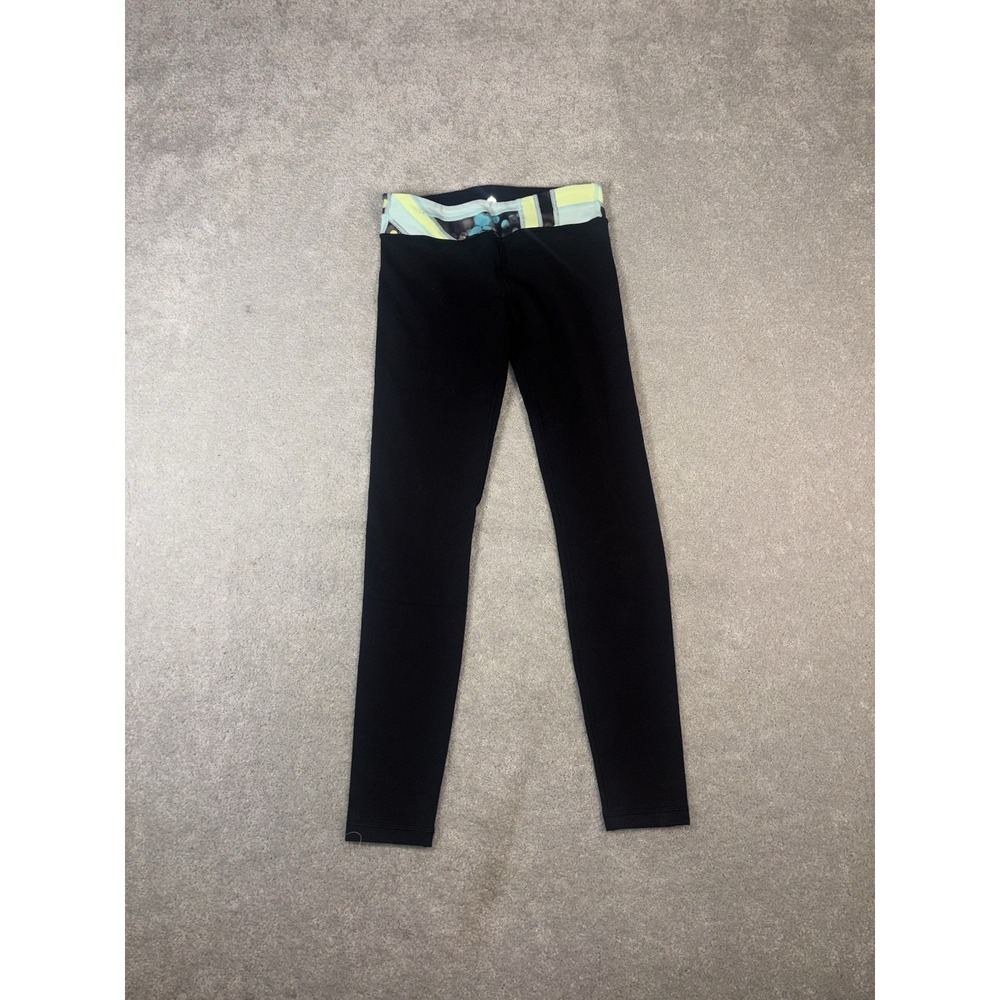 Ivivva by Lululemon Girls‎ Pant 14 Black Straight Leg Colorful Waist Reversible